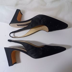 Nina Comfort, Black Slingback Slip-on Pumps, Size: 9